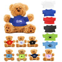 6" Plush Teddy Bear with Choice of T-Shirt Color